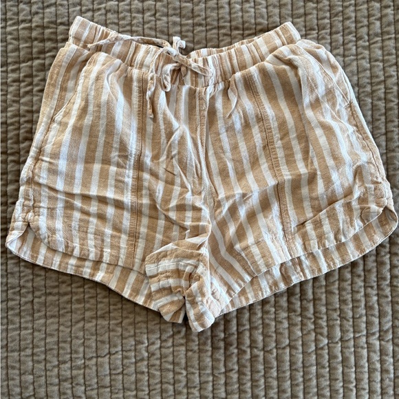 Universal Thread Pants - Universal Thread Beige and White Striped Drawstring Shorts